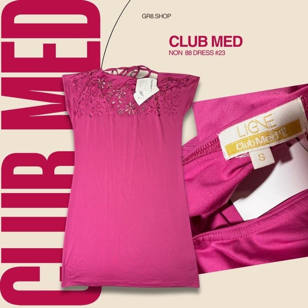Club Med Ligne Non 88 Dress #23 Hot Pink Laser-Cut Floral Design S